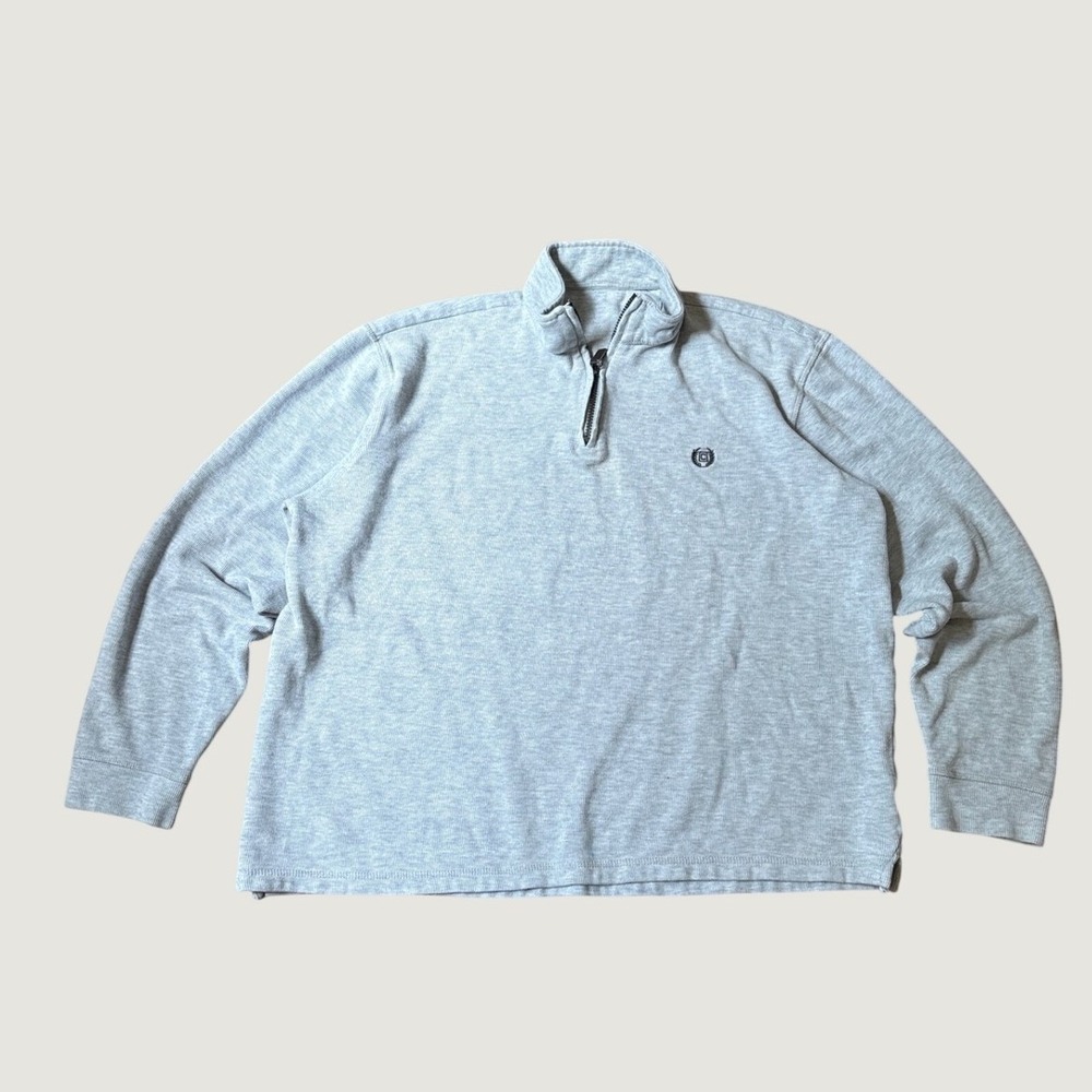 Chaps Quarter Zip Pullover Mens Grey Ribbed Cotton Sweater SIZE XL